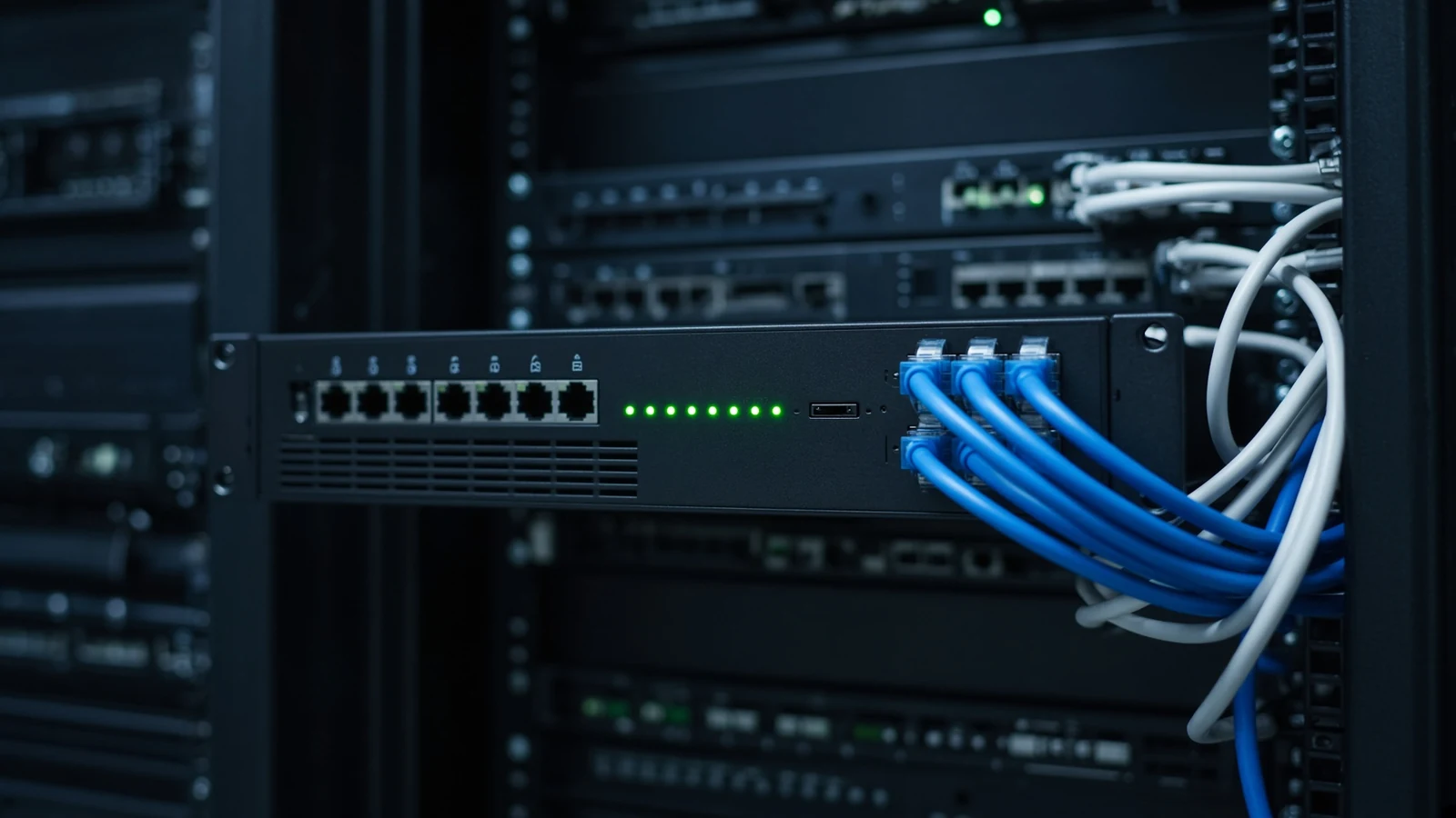Rack-mounted firewall appliance with network cables